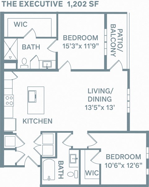 a floor plan of a bedroom apartment with a bathroom and a living room at The Quarry, Colorado